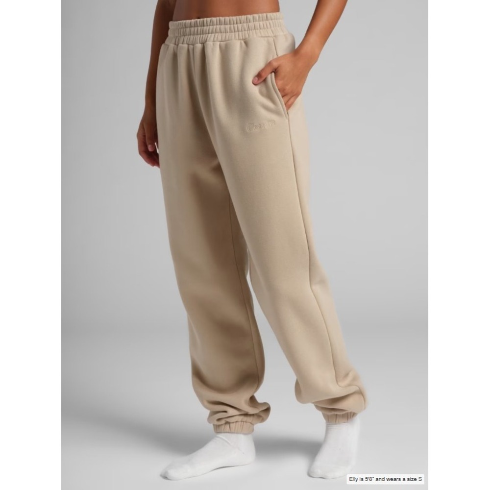 Comfrt Signature Sweatpants Almond Beige Unisex High Waisted Fleece Joggers XS
